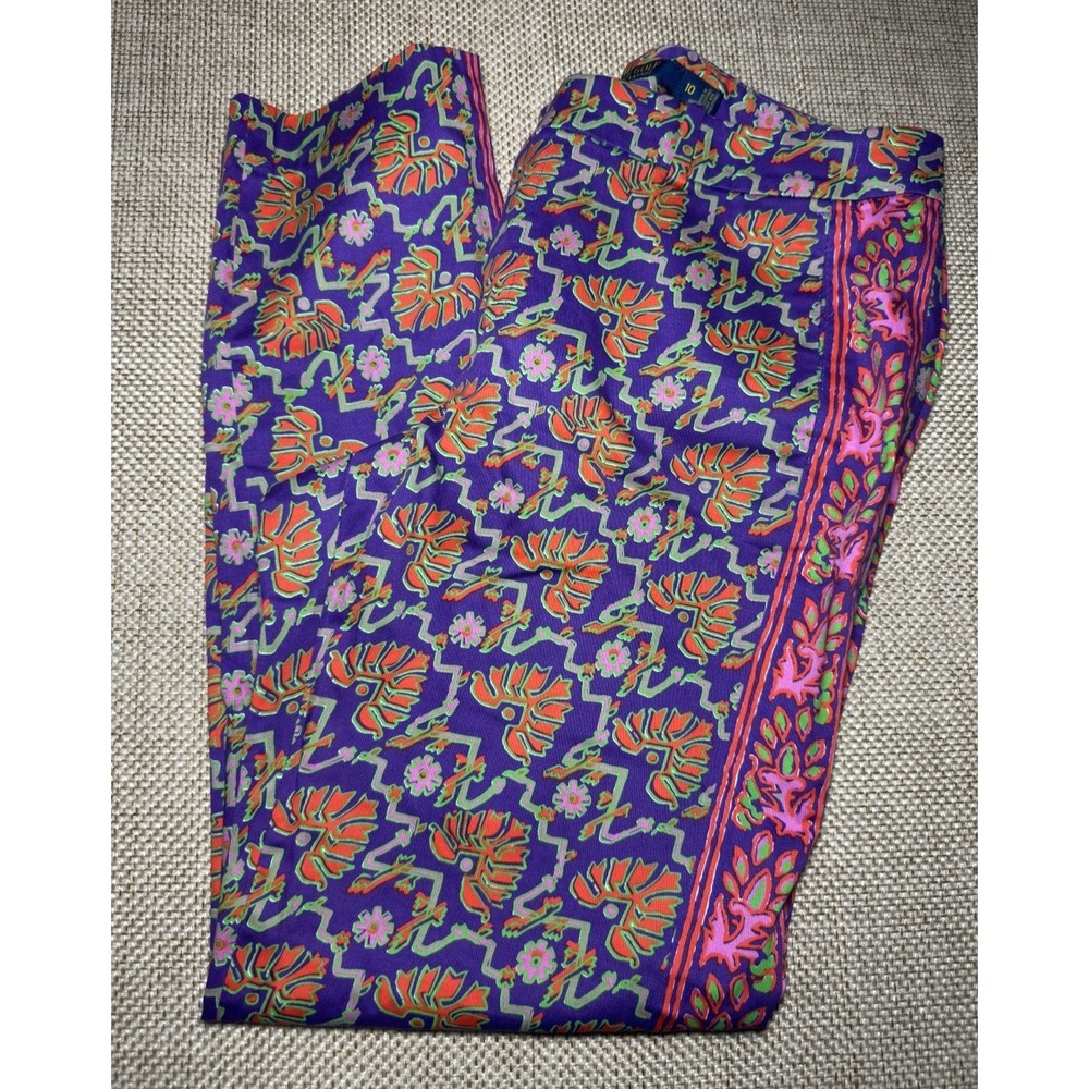 Ralph Lauren Polo Golf Pants Womens‎ 10 Vibrant Floral Purple Orange Loud Print